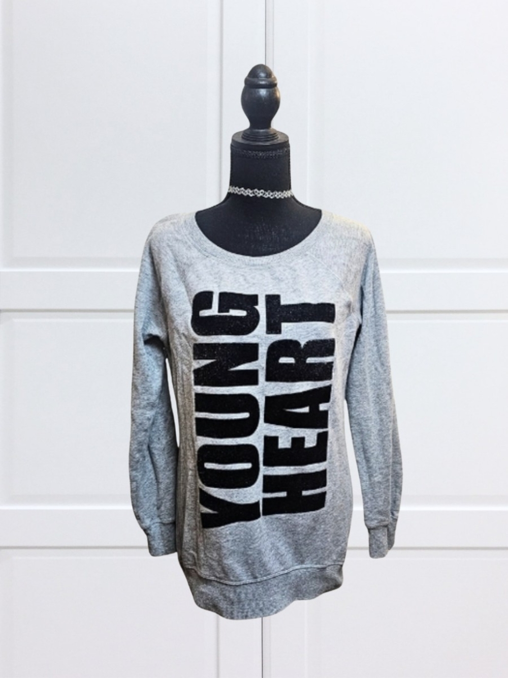 Victoria's Secret Grey 'YOUNG HEART' Crew Sweatshirt